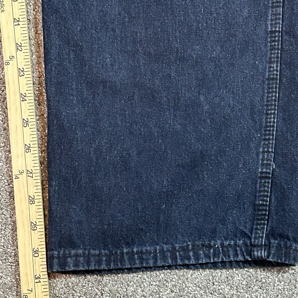 Liberty Overalls Men's 38x31 Dark Denim Bib Carpenter Green Stitch Zip Pocket - Picture 8 of 11
